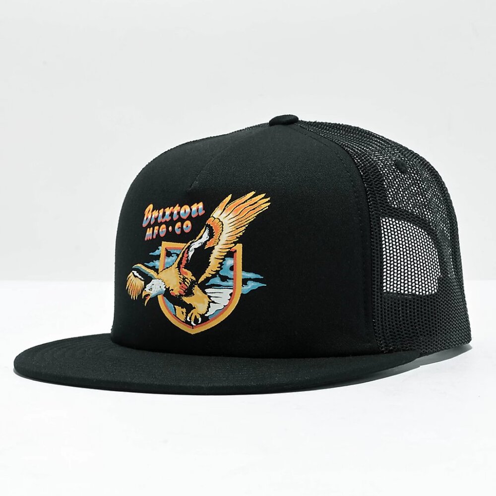 NWT Brixton District HP American Bald Eagle Black Trucker Hat